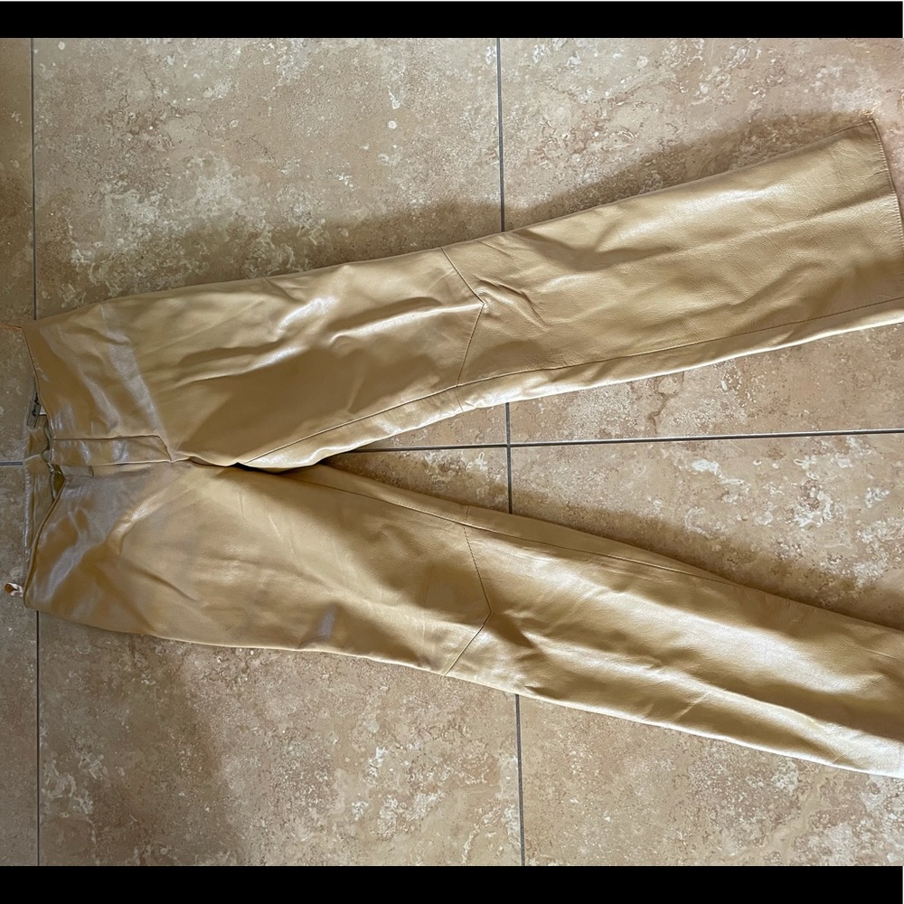 Rem Garson Tan Leather Pants